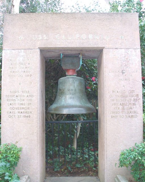 A bell from California on display at the California State Capitol Museum.