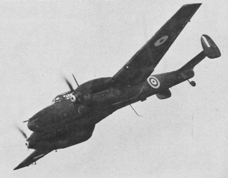 A Messerschmitt Bf 110 C-5 (c n 2177) in flight, probably in 1941-42.