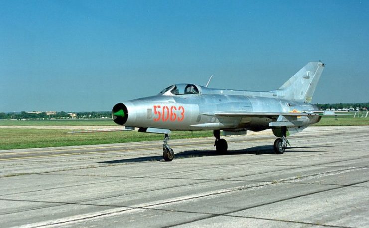 A Mikoyan-Gurevich MiG-21PF “Fishbed” in Vietnamese colours at the National Museum of the United States Air Force.