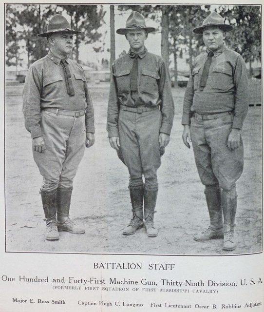 Battalion Staff of the 141st Machine Gun Battalion, Camp Beauregard, Louisiana, 1918