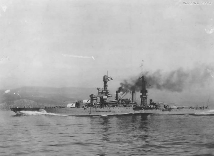 Battleship USS California underway 1944