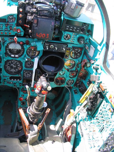 Cockpit of a MiG-21 of the Czech Air Force. Photo Petr Kadlec CC BY-SA 2.0