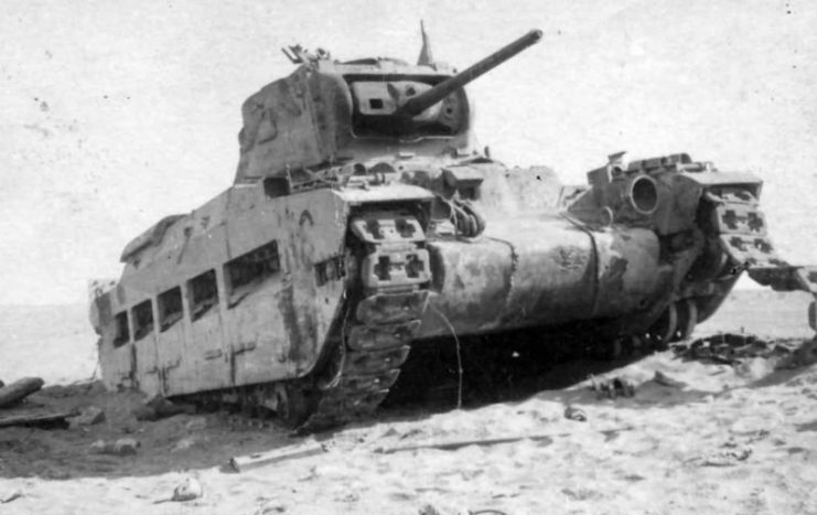 Destroyed Matilda tank in North Africa