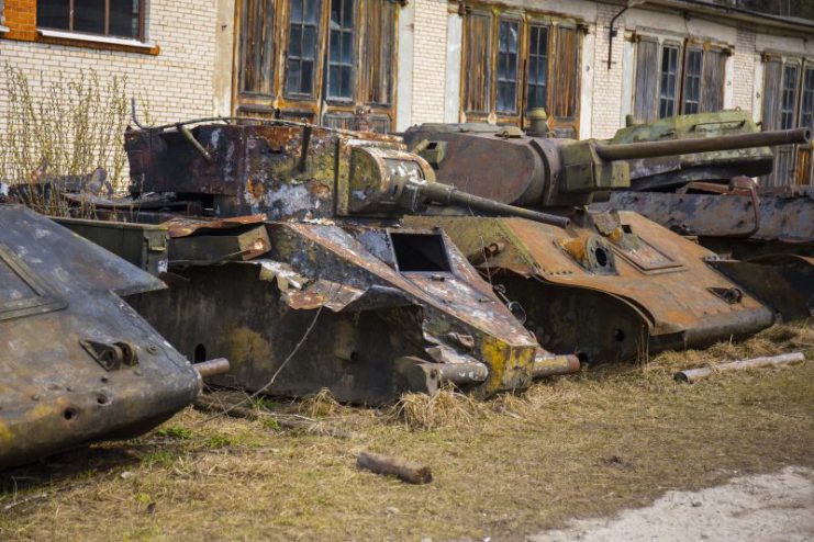 Destroyed soviet tanks.