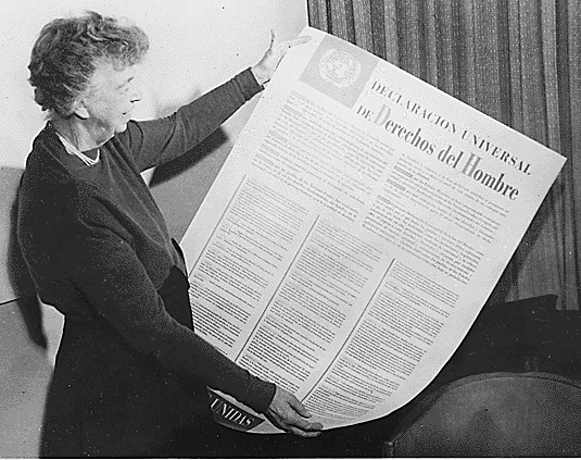 Eleanor Roosevelt and the Universal Declaration of Human Rights (1949)—Article 19 states that “Everyone has the right to freedom of opinion and expression; this right includes freedom to hold opinions without interference and to seek, receive and impart information and ideas through any media and regardless of frontiers”
