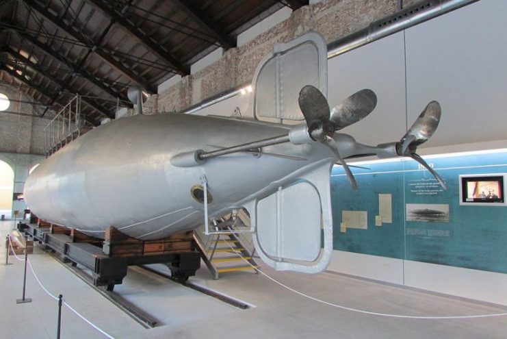 Isaac Peral’s submarine from the rear (Naval Museum, Cartagena)
