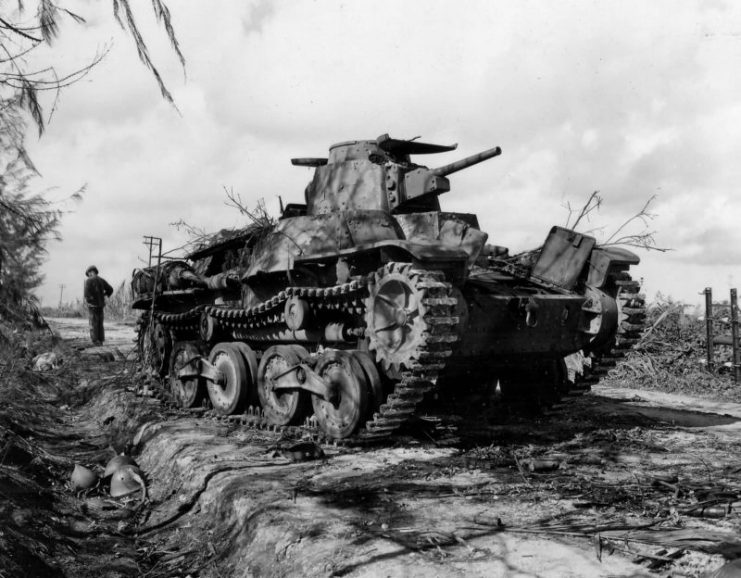 Japanese 9th Tank Regiment Type 95 “Ha-Go” tank destroyed on Tinian Island 1944