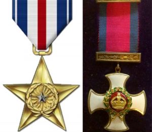 Left: Silver Star Medal.         Right: Distinguished Service Order medal.Photo: Borodun CC BY-SA 4.0