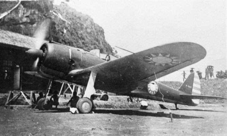 Nakajima Ki-43 Hayabusa fighter, taken as war booty by the Chinese Nationalists and issued to the 6th Group of the Chinese Nationalist Air Force, runs up before a flight.