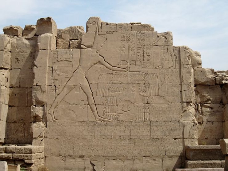 Relief in the Karnak Temple showing Thutmosis III slaying Canaanite captives from the Battle of Megiddo, 15th Century BC.Photo Olaf Tausch / CC BY 3.0