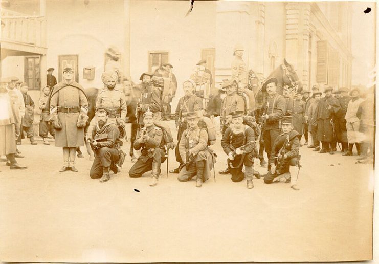 Representative U.S., Indian, French, Italian, British, German, Austrian and Japanese military and naval personnel forming part of the Allied forces