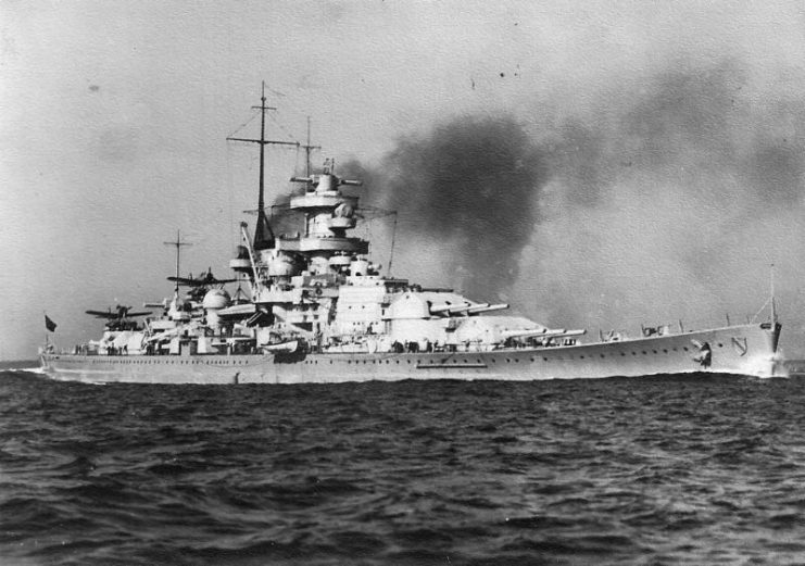 Scharnhorst with her seaplanes in view.