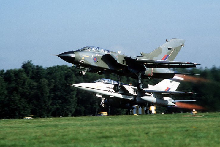Take off of an RAF Tornado GR.1 and a Tornado F.2 Prototype – 1982