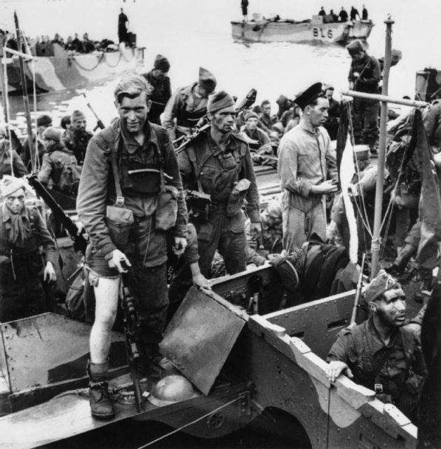 The Dieppe Raid, 19 August 1942 Commandos returning to Newhaven in their landing craft (LCAs).