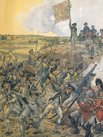 The French storming redoubt #9 during the Siege of Yorktown