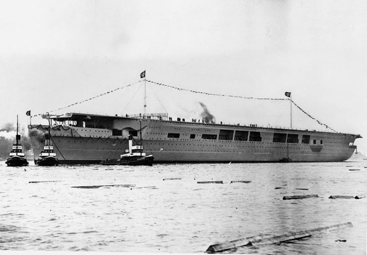 The German aircraft carrier Graf Zeppelin after launching in December 1938.