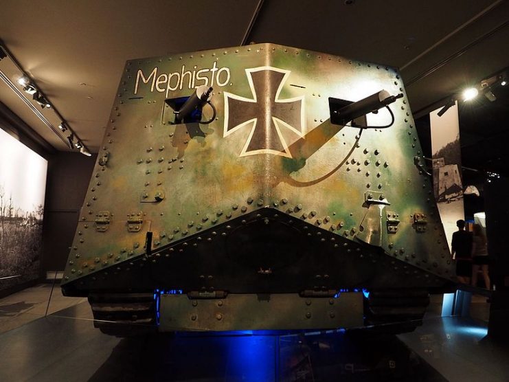 The rear of the tank Mephisto while on display at the Australian War Memorial.Photo: Nick-D CC BY-SA 4.0