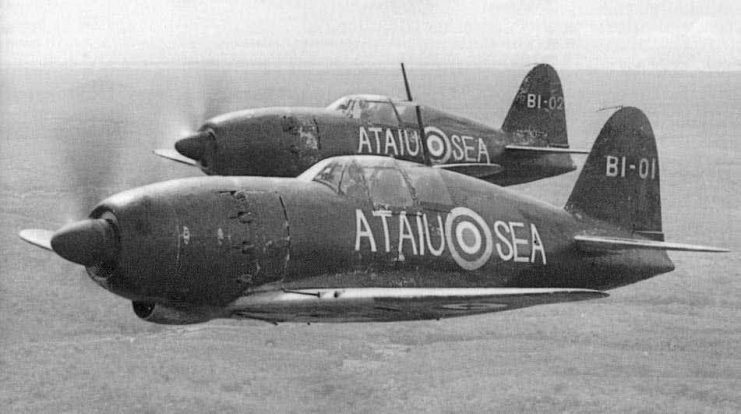 Two J2Ms of the 381 Kōkūtai in British Malaya being tested and evaluated by Japanese naval aviators under close supervision of RAF officers from Seletar Airfield in December 1945.