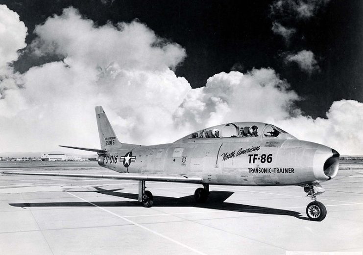 Two-seat transonic trainer variant of North American’s TF-86 Sabre