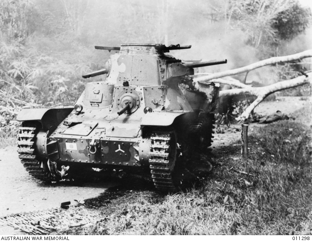 Type 95 “Ha-Go” tanks destroyed by an Australian 2-pounder anti-tank gun during the Battle of Muar in the Malayan Campaign