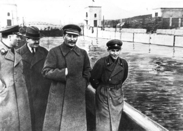 Stalin, Voroshilov, Molotov, with Nikolai Yezhov