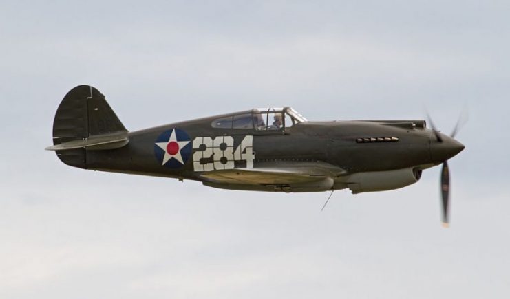 P-40B G-CDWH at Duxford 2011. It is the only airworthy P-40B in the world and the only survivor from the Pearl Harbor attack. By Tony Hisgett CC BY 2.0