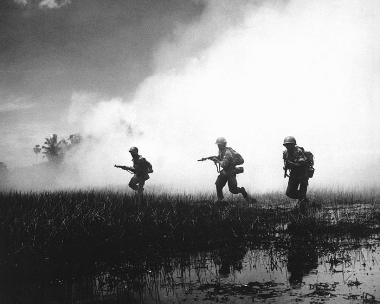 ARVN forces assault a stronghold in the Mekong Delta.