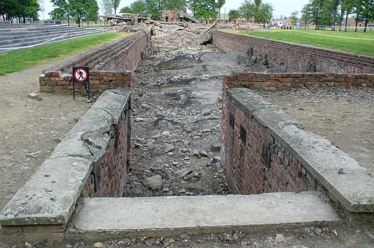 Destroyed gas chamber at Auschwitz. By Joshua Doubek CC BY-SA 3.0