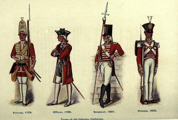 Infantry uniforms of the British Army from 1750 to 1835.