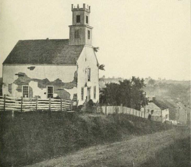 The Lutheran Church just east of Sharpsburg marks the extent of the Union offensive during the Battle of Antietam, 1862. Union skirmishers moved to the cross-street just beyond the church as a Confederate Corps commanded by A.P. Hill arrived on the Shepherdstown Rd., surprising Burnside’s troops and driving them back.