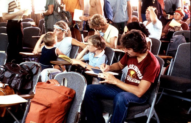 American students waiting to be evacuated from Grenada