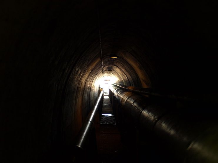 Darwin oil storage tunnel looking out towards the entrance. By Alex Healing CC BY 2.0