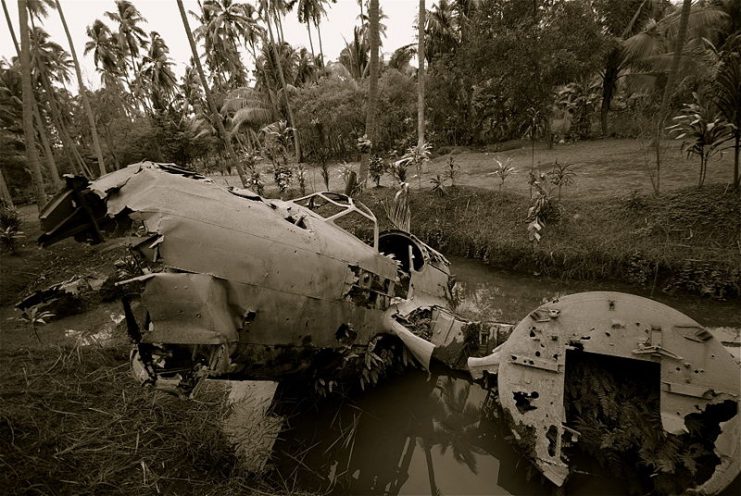 A B-17 Flying Fortress wreck slowly decomposes in the Papa New Guinean jungle. By Taro Taylor CC BY 2.0