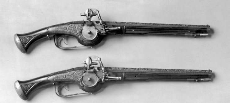 The imperial double-headed eagle on the silver cap of the butt may indicate that this pair of pistols belonged to or was a gift from a member of the Habsburg imperial family, perhaps Emperor Ferdinand III (1608-1657). In any case, it is of the high quality that Ferdinand used as a commander in the imperial army.