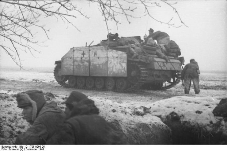 A German StuG III with “Schürzen” armor skirts By Bundesarchiv Bild CC-BY-SA 3.0