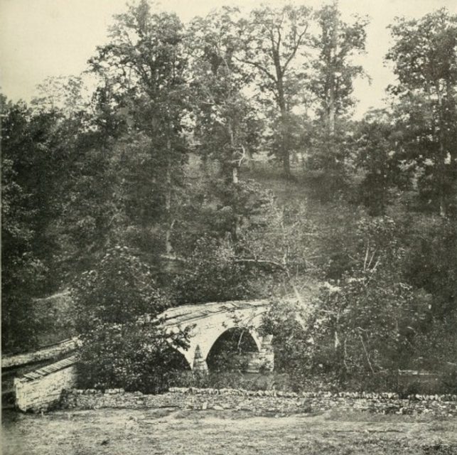 Confederate guns on the hill above poured fire into the Union ranks at Burnside’s bridge. Photo taken just after the Battle of Antietam, 1862.