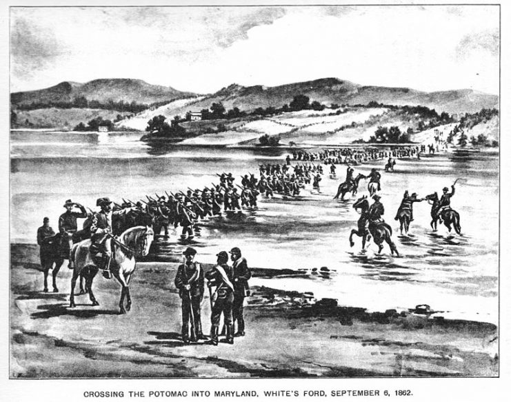 Crossing the Potomac at White’s Ford into Maryland 6 Sep 1862