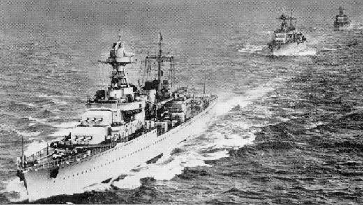 French cruiser Georges Leygues leading the 4th Cruiser Division, which was sent to Africa.