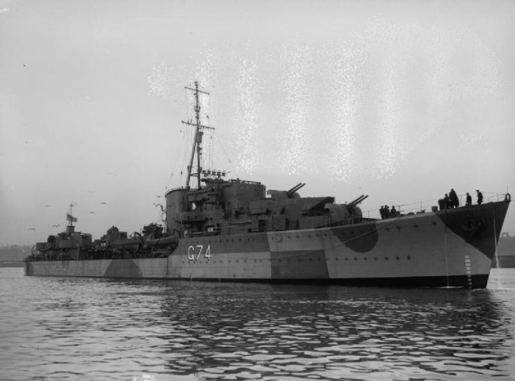 British destroyer HMS Legion at anchor.