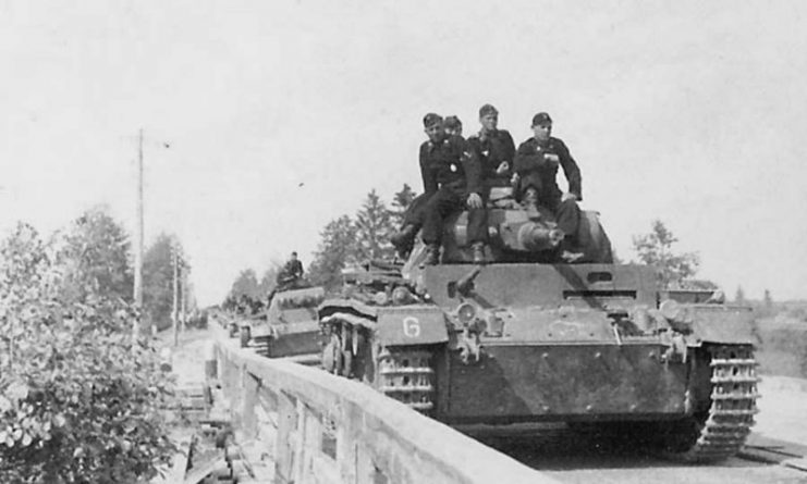 Panzer III of the 10th Panzer Division on a march through France, 1940
