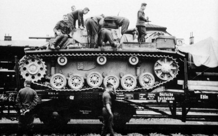 Panzer III on railroad car