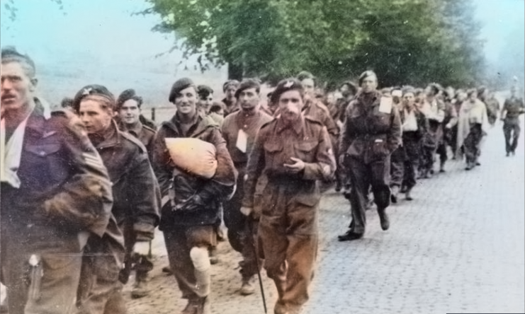 Operation ‘Market Garden’ (the Battle For Arnhem)- 17 – 25 September 1944 Arnhem 17 – 25 September 1944: British paratroops being marched away by their German captors. Some 6,400 of the 10,000 British paratroops who landed at Arnhem were taken prisoner, while a further 1,100 had been killed.