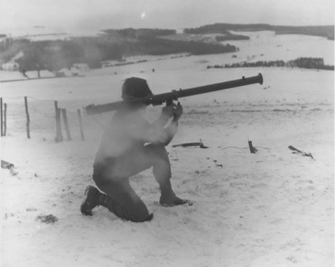 American soldier with Bazooka of 80th Infantry Division near Wiltz