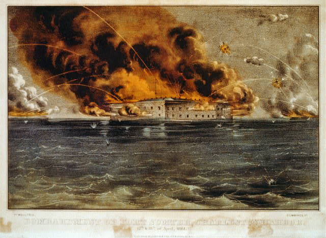 In the days right after Ft. Sumter, depicted here in a Currier & Ives print, citizens North and South were gripped by war fever.