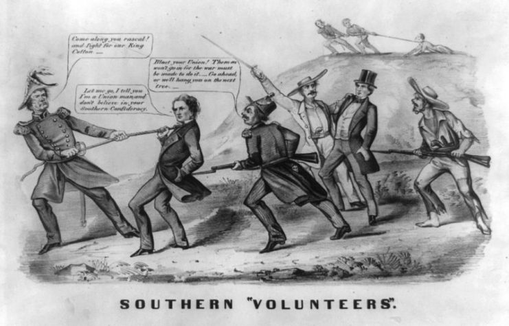 Unionists throughout the Confederate States, including Germans, resisted the imposition of conscription in 1862.