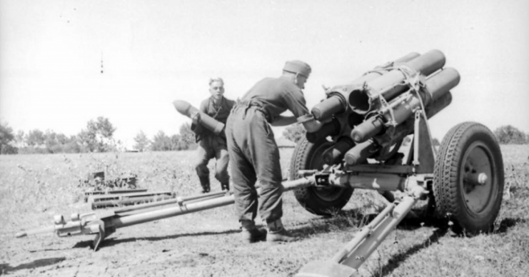 Loading of a Nebelwerfer , on the Soviet front, September 23, 1943. By Federal Archives CC-BY-SA 3.0