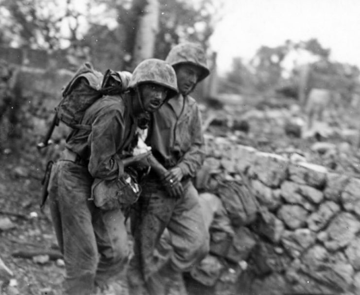 Wounded 5th Marines on Okinawa May 1945