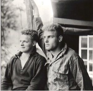 Don Malarkey, left, with Burr Smith in Austria near war’s end.