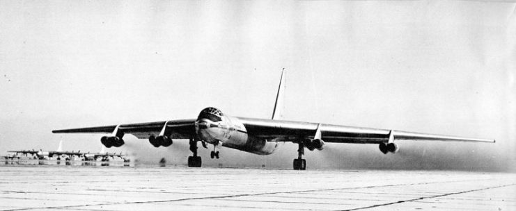 Convair YB-60-1-CF (49-2676) taking off on a test flight, 1952