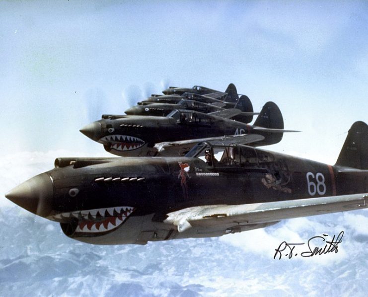 3rd Squadron Hell’s Angels, Flying Tigers, over China, photographed in 1942 by AVG pilot Robert T. Smith